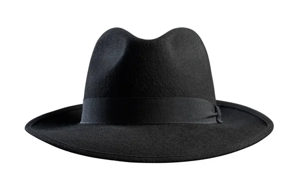 孤立在白色背景上的黑色复古帽子 — 图库照片