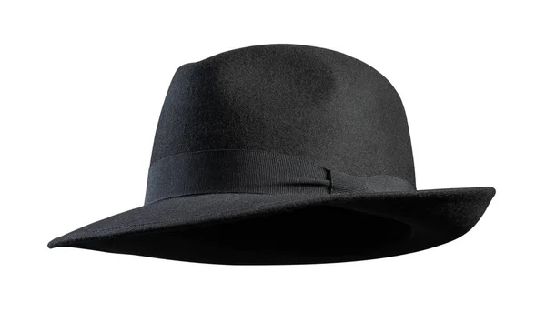 Μαύρο Καπέλο Vintage Που Απομονώνονται Λευκό Φόντο — Φωτογραφία Αρχείου