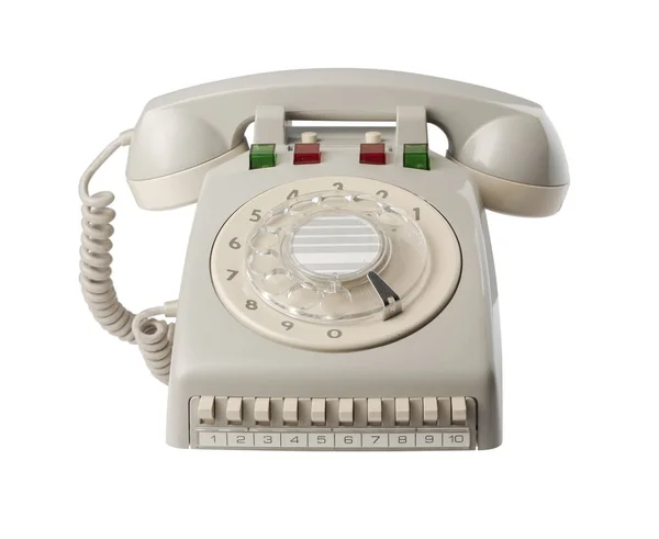 Vintage Μπεζ Τηλέφωνο Απομονώνονται Λευκό Φόντο — Φωτογραφία Αρχείου