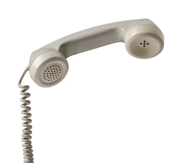 米色老式电话机 白色背景隔离 — 图库照片