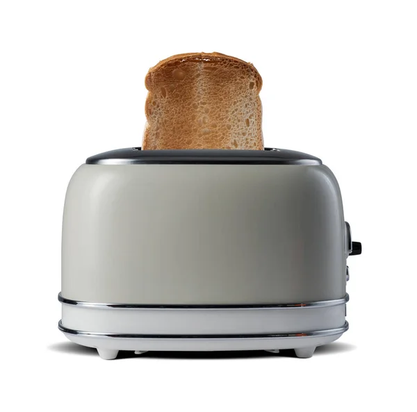 Roasted Toast Bread Popping Vintage Toaster White Backgroun — Stock Photo, Image