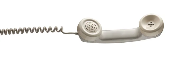 Beyaz Arkaplanda Izole Edilmiş Bej Renkli Eski Telefon Ahizesi — Stok fotoğraf