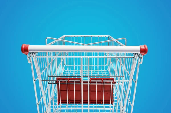 Winkelwagentje Met Lege Supermarkt Concept Van Boodschappen Doen Detailhandel — Stockfoto
