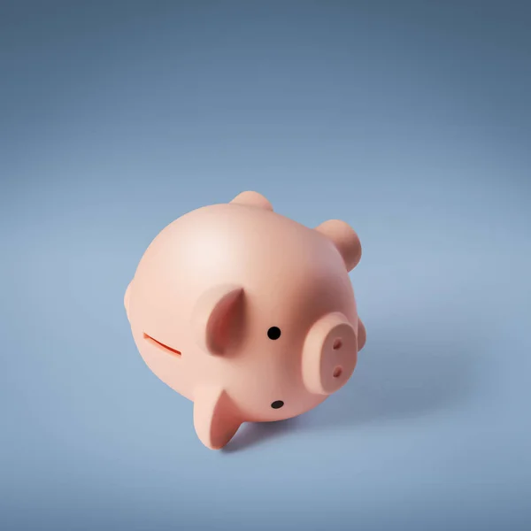 Banco Piggy Derrubado Isolado Problemas Financeiros Conceito Dívida Crise — Fotografia de Stock
