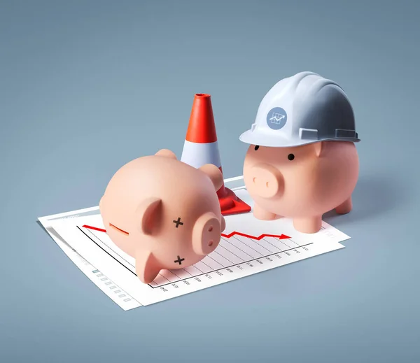 Financial crisis and investment loss assistance: piggy bank helping another injured piggy bank