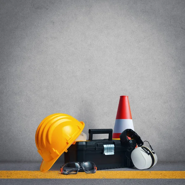 Work Tools Work Safety Equipment Copy Space — Stock Photo, Image