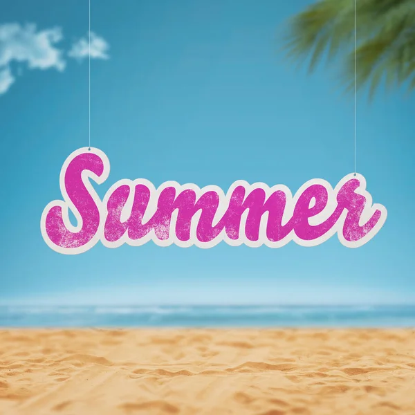 ビーチでの夏の看板 旅行や夏休みのコンセプト — ストック写真