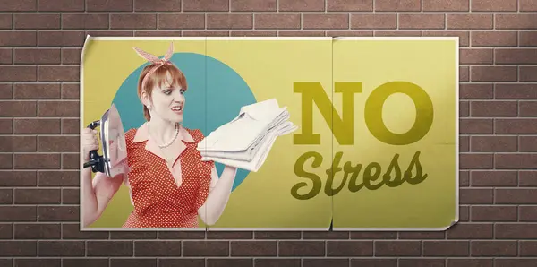 Žádný Stres Inspirativní Vintage Reklamní Plakát Stresující Hospodyňky — Stock fotografie