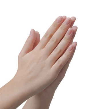 Genç kadın elleri izole edilmiş, dua ve inanç kavramına katıldı
