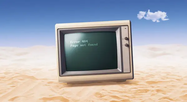 Vintage Computer Lost Desert Page Found Message Screen — Stock Photo, Image