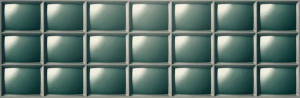 Wall Identical Computer Monitors Vintage Technology Communication Concept — Stock Photo, Image
