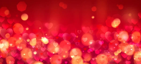 Corações Luzes Bokeh Fundo Abstrato Romance Celebração Conceito — Fotografia de Stock