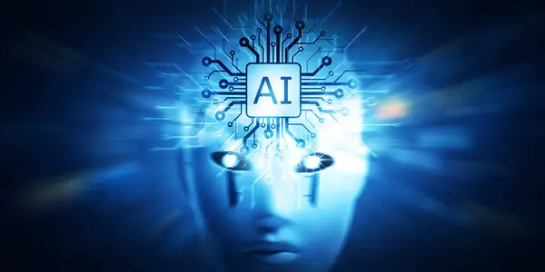 Humanoid Robot Chip Artificial Intelligence Concept — Stock Photo, Image