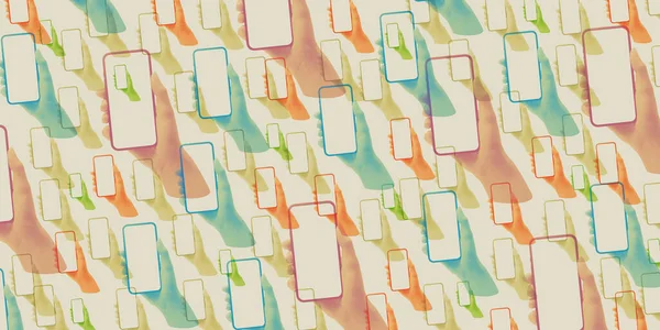 Collage Van Handen Met Een Smartphone Communicatie Technologie Achtergrond — Stockfoto