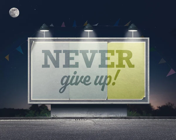 Inspirační Motivační Reklama Velkoplošném Billboardu Nikdy Nevzdávejte — Stock fotografie