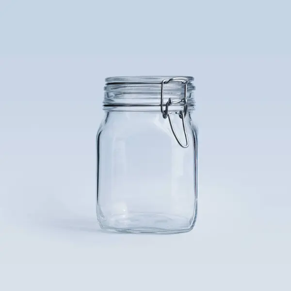 Empty Clean Clip Top Glass Jar Isolated Food Storage Concept — Stock Photo, Image