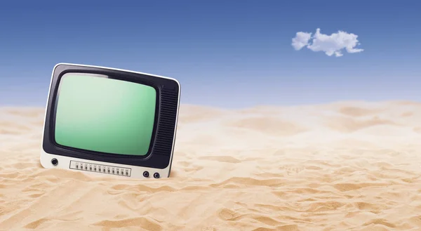 Old Television Abandoned Desert Vintage Appliances Concept — Stock Photo, Image