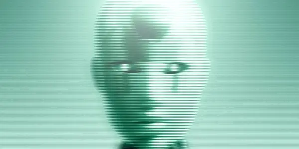 Humanoid Robot Screen Staring Camera — Stock Photo, Image