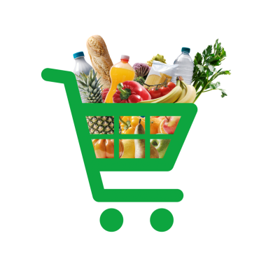 Alışveriş arabası ikonu ve bakkaliye