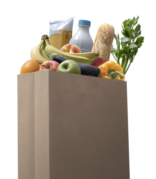 PNG file no background Full grocery bags and blue sky