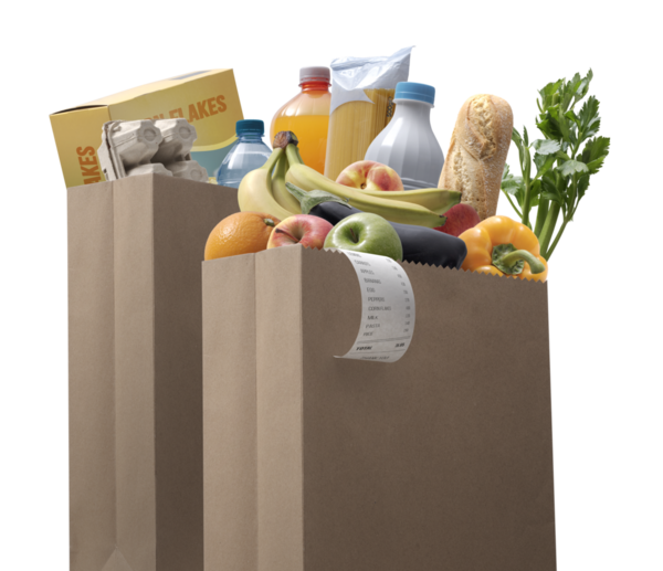 PNG file no background Full grocery bags and blue sky