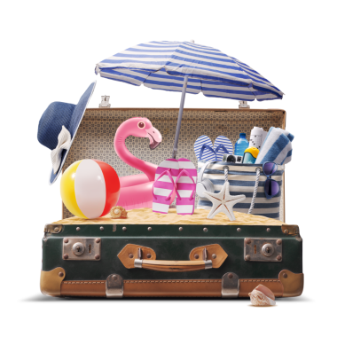 Yaz tatilleri plajı bir valizin içinde.