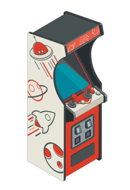 Röntgen arkaplanındaki renkli oyun makinesi