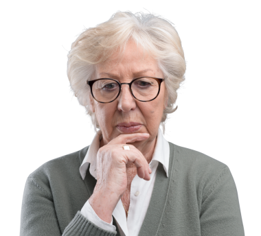 Çene üzerinde el ile düşünme dalgın kadın kıdemli