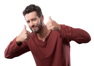 Kendine güvenen mutlu adam.