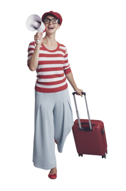 Gezgin megafondan bağırıyor.