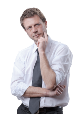 Şirket işadamı düşünüyor ve planlıyor.