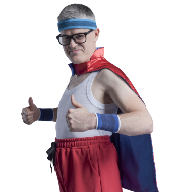 Geçmişi olmayan PNG dosyası. Poz veren ve onay veren komik süper kahraman.