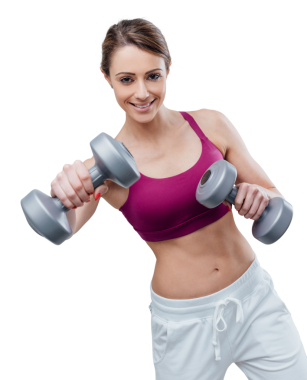 Gülümseyen sporcu kadın spor yapıyor.