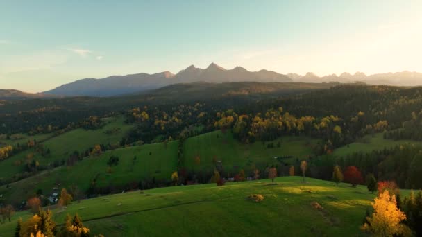 Όμορφη Θέα Του Τοπίου Του Φθινοπώρου Στα Βουνά Tatra — Αρχείο Βίντεο