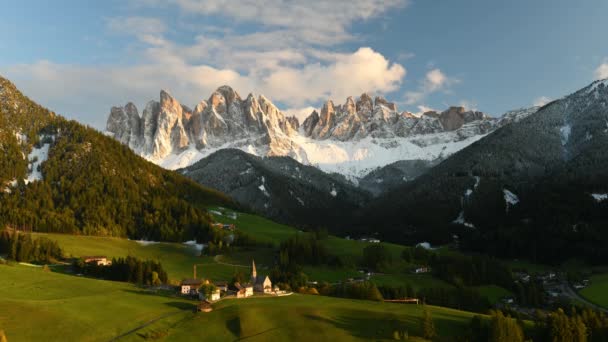 Landskap Italienska Dolomiter Santa Magdalena Time Lapse Video — Stockvideo