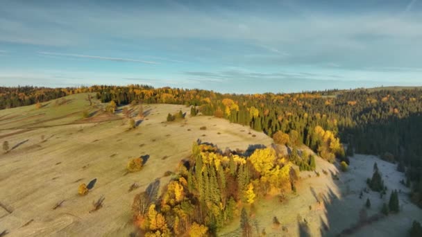 美丽的秋天山景 无人驾驶飞机的航拍 图库视频