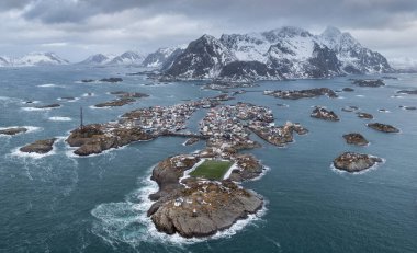Beautiful winter Norway landscape - lofoten islands - henningsvaer clipart
