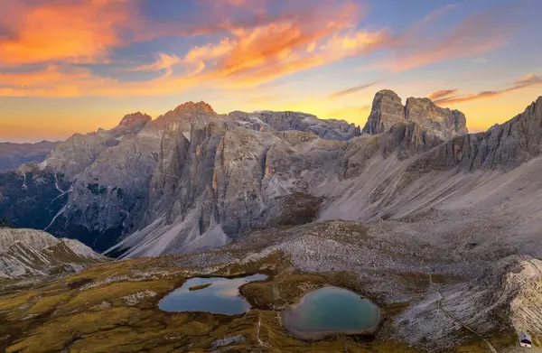 Piękny Zachód Słońca Nad Górami Dolomity — Zdjęcie stockowe