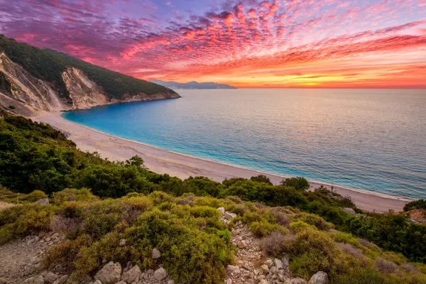 Знаменитый Пляж Миртос Острове Кефалония Греции — стоковое фото
