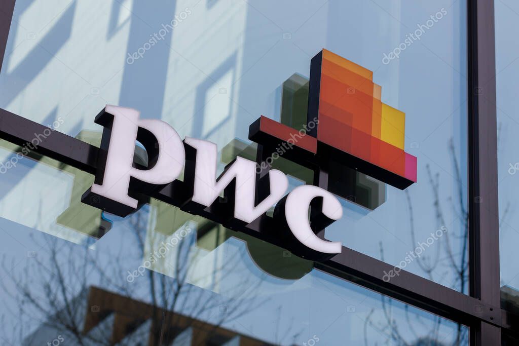 Oslo, Norway. May 02, 2022: PWC in the city of Oslo is an international network of professional services firms operating as companies under the PwC brand.