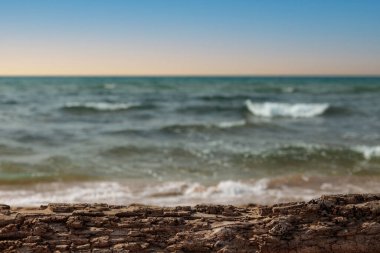 Kozmetik ürünler eklemek için model, bulanık doğal arka plan. Ürün için ahşap zemin.