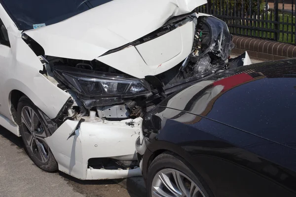 Close Two Cars Damaged Traffic Accident — Stock Photo, Image