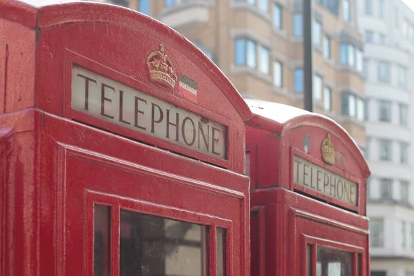Vista Ravvicinata Del Segnale Telefonico Red Telephone Box Londra Regno — Foto Stock