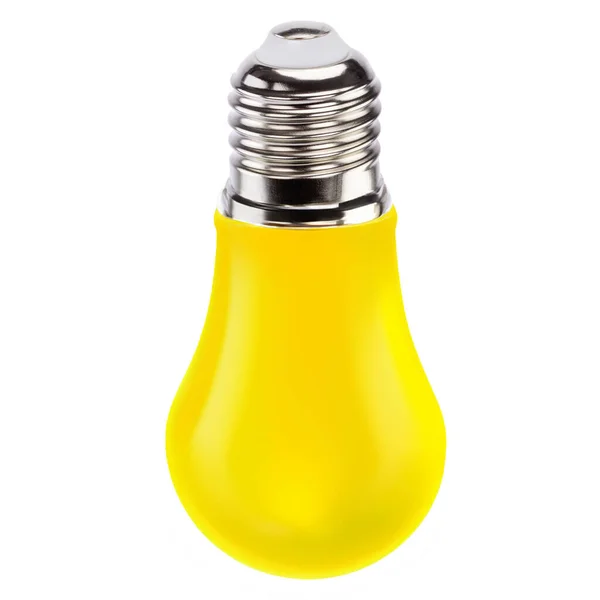 Ampoule Jaune Sur Fond Blanc Idée Concéder Panneau Solaire Idée — Photo