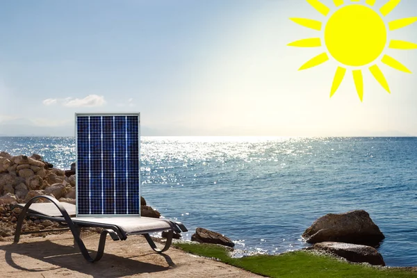 Lazer Energia Renovável Painéis Solares Imagem Conceitual Ambiente Sustentável — Fotografia de Stock