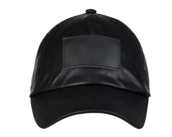 Front View Leather Cap Isolated Mockup Space — Stock Photo, Image