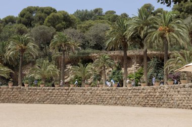 Barselona, İspanya - 10 Ağustos 2023 Muhteşem Park Guell Manzarası Yazan: Antoni Gaudi Barselona