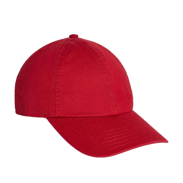 白で隔離されたファッショナブルな赤い野球帽 — ストック写真