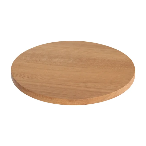 Dębowa Okrągła Deska Cięcia Drewna Izolowana Białym — Zdjęcie stockowe