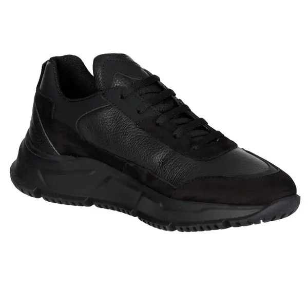 stock image Black Leather Sneakers with Chunky Sole